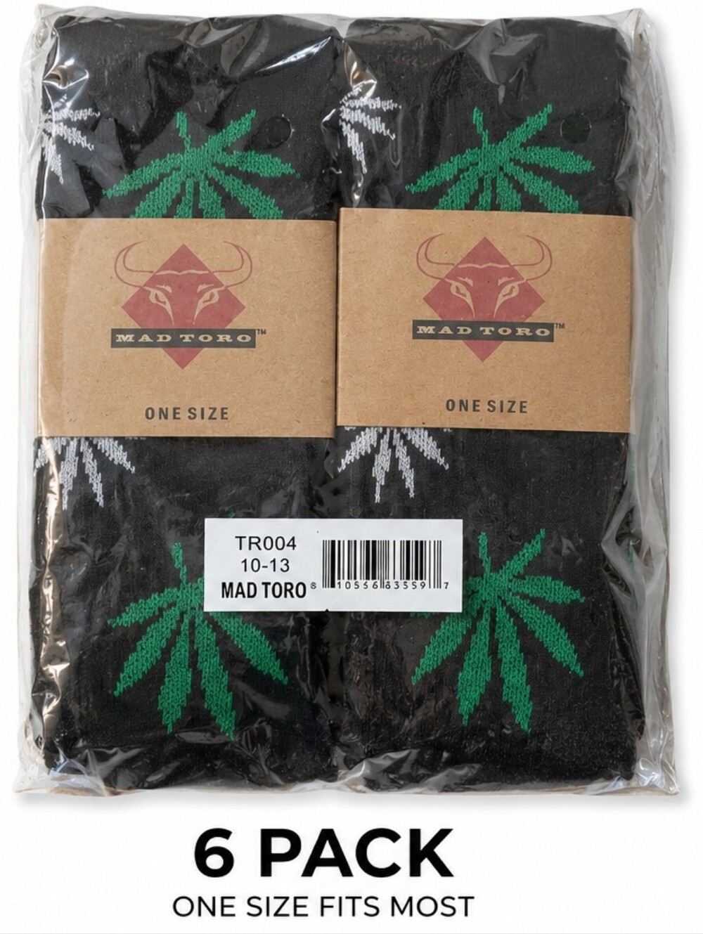 6 Pack Novelty Leaf Print Crew Socks One Size Fits Most Black Casual Socks Gift